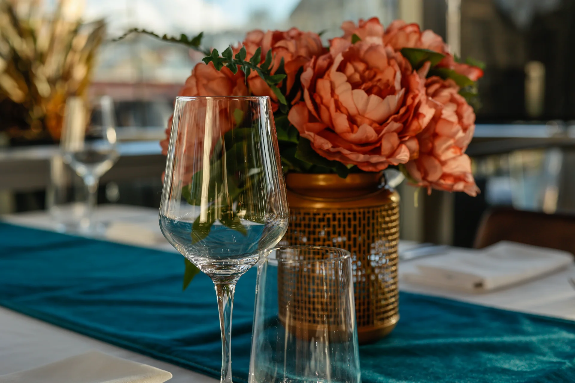 Elegant table setting at The Thirsty Peacock